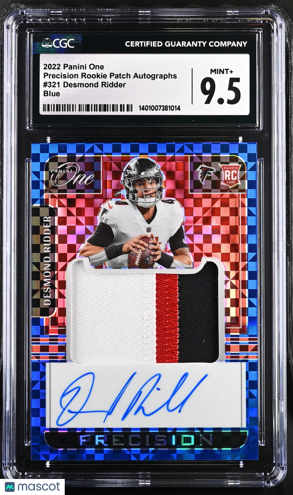 2022 One Desmond Ridder #321 Blue Precision Rookie Patch Autos CGC 9.5 POP 1