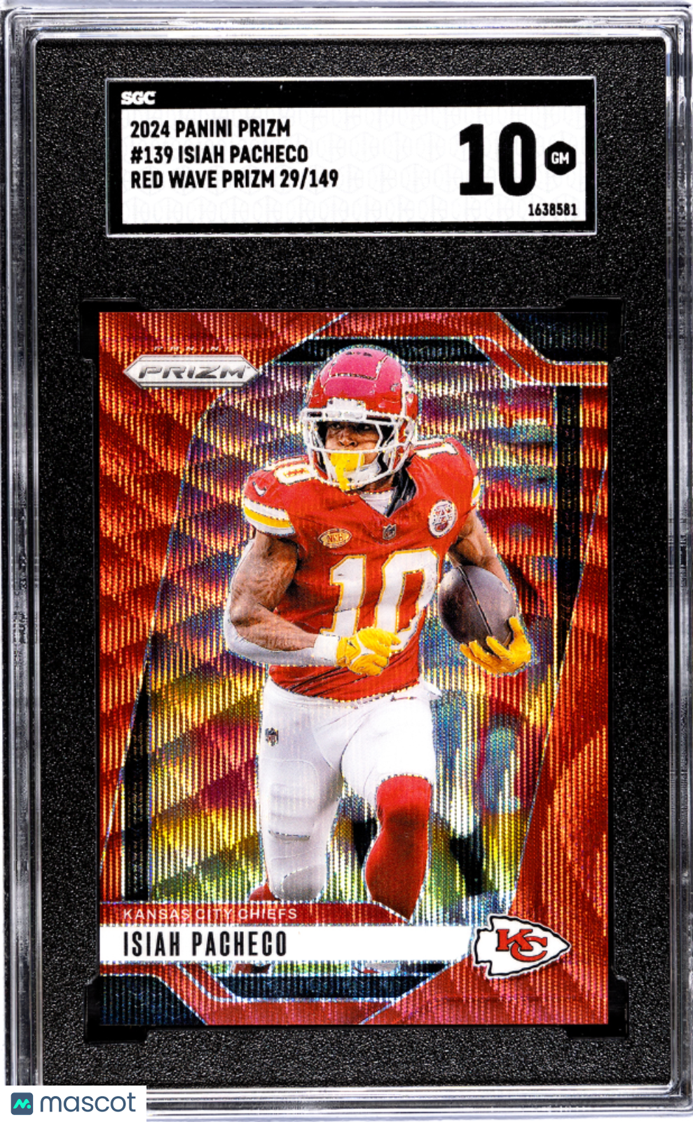 2024 Panini Prizm Isiah Pacheco #139 Red Wave SGC 10 /149 pop 1