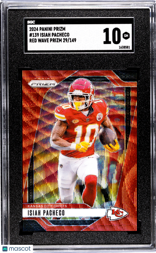 2024 Panini Prizm Isiah Pacheco #139 Red Wave SGC 10 /149 pop 1