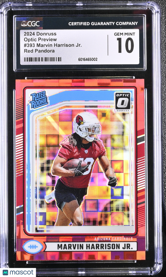 2024 Donruss Marvin Harrison Jr. #393 Red Pandora Optic Preview CGC 10 POP 5