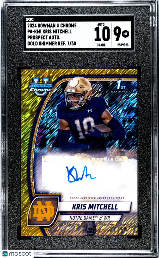2024 Bowman U Chrome Kris Mitchell AUTO #7/50 Gold Shimmer Refractor SGC 9