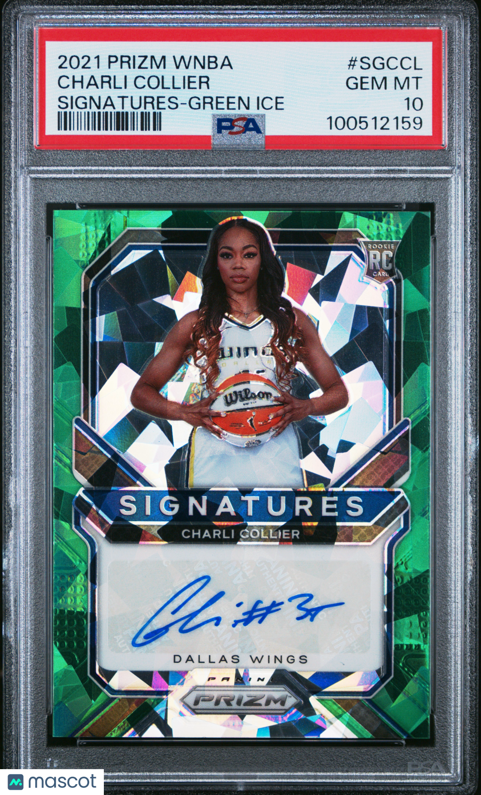 2021 Prizm WNBA Signatures Charli Collier #SGCCL Green Ice PSA 10 POP 1 auto
