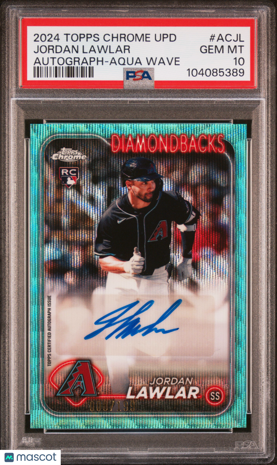 2024 Topps Chrome Update AUTO Jordan Lawlar #ACJL Aqua Wave /299 PSA 10
