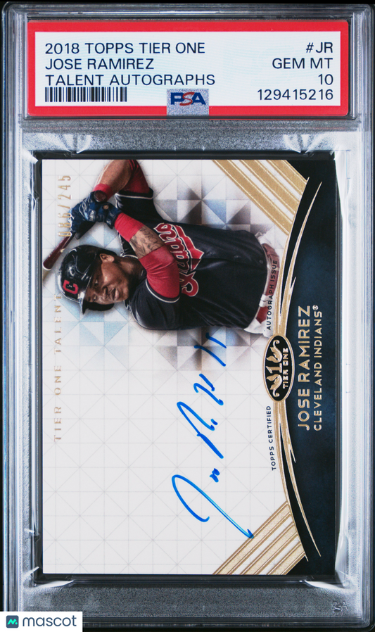 2018 Topps Tier One Talent Autographs Jose Ramirez #JR 086/245 PSA 10 /245 pop 1