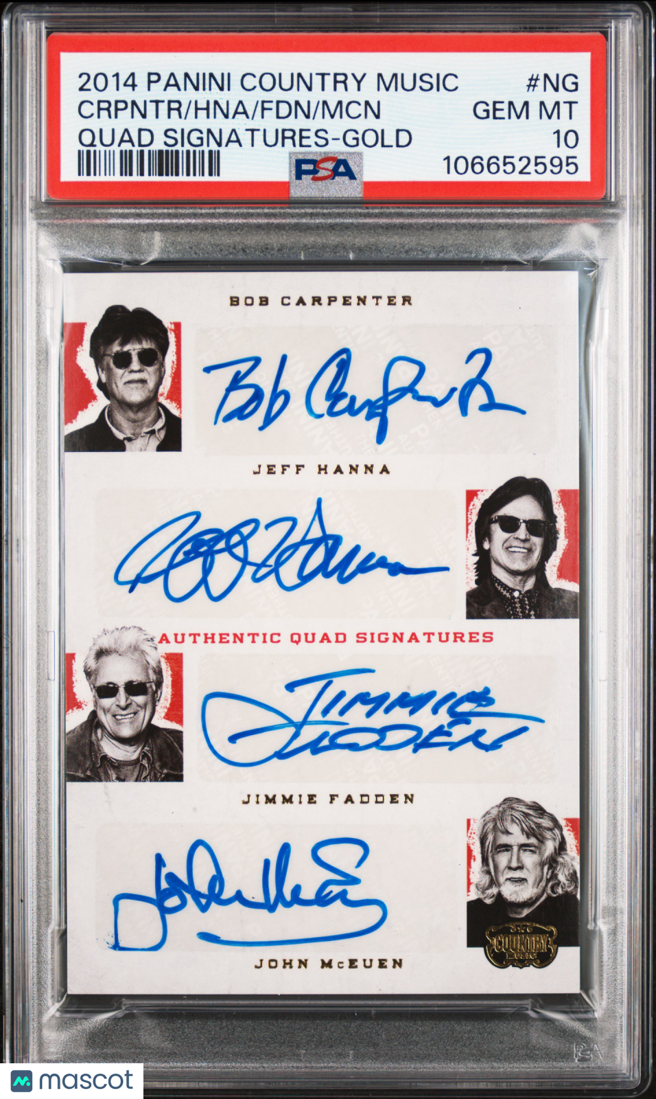 Nitty Gritty Dirt Band Carpenter Hanna 2014 Panini Country Music AUTO /10 PSA 10