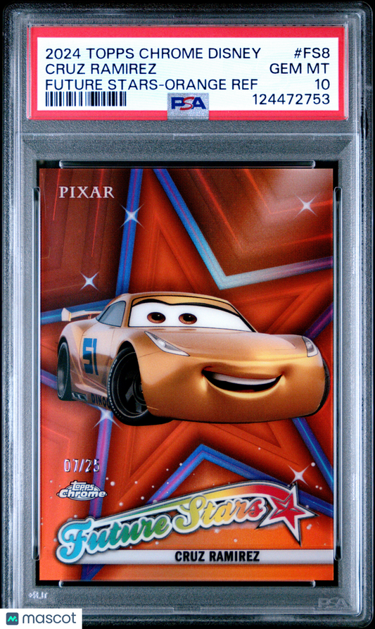 Cruz Ramirez 2024 Topps Chrome Disney Future Stars Orange Ref PSA 10 7/25 pop 2