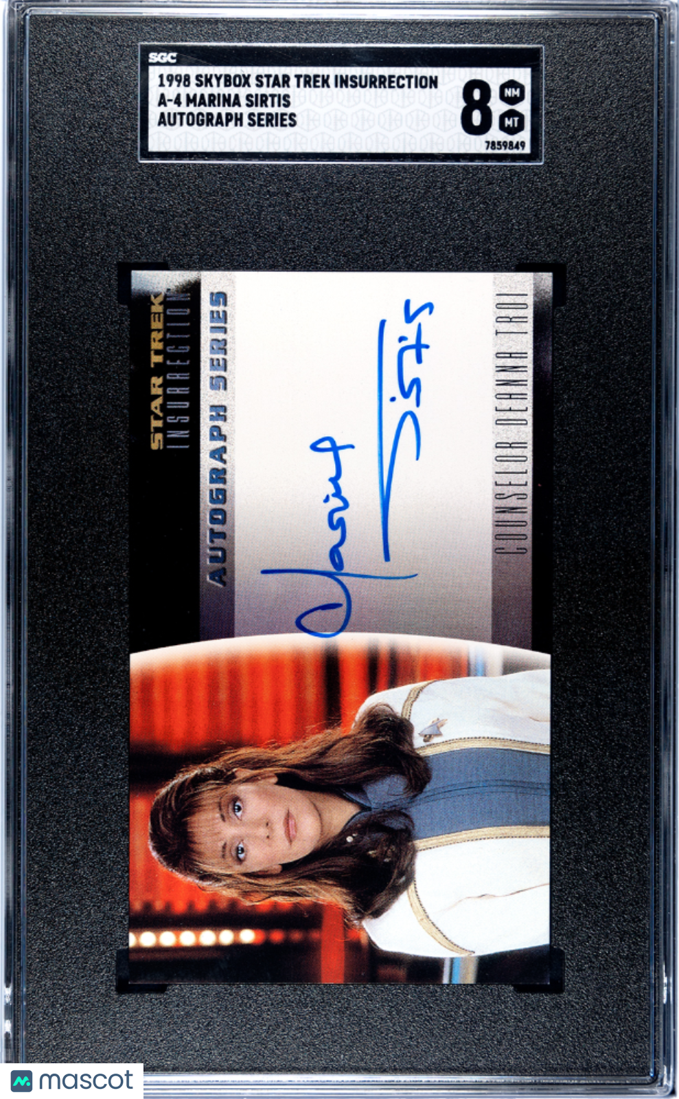 Marina Sirtis 1998 Skybox Star Trek Insurrection Autograph SGC 8 Auto #a-4