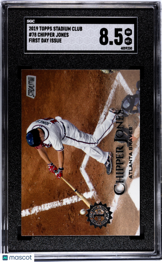 2019 Topps Stadium Club Chipper Jones #78 First Day Issue SGC 8.5 POP 1