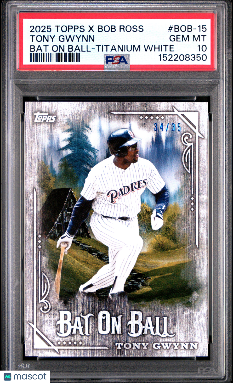 2025 Topps Bob Ross Joy Of Baseball Tony Gwynn Titanium White #/35 PSA 10 POP 1