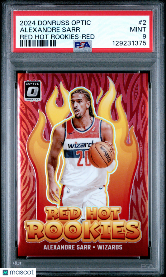 2024-25 Panini Donruss Optic Red Hot Rookies Alexandre Sarr #2 PSA 9 POP 2 /99