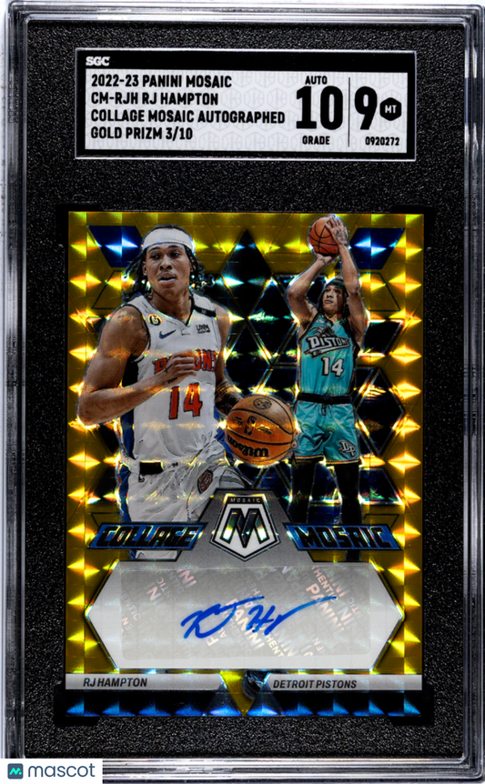 2022-23 Panini Mosaic RJ Hampton #CM-RJH Collage AutoGold Prizm SGC 9 /10 pop 1