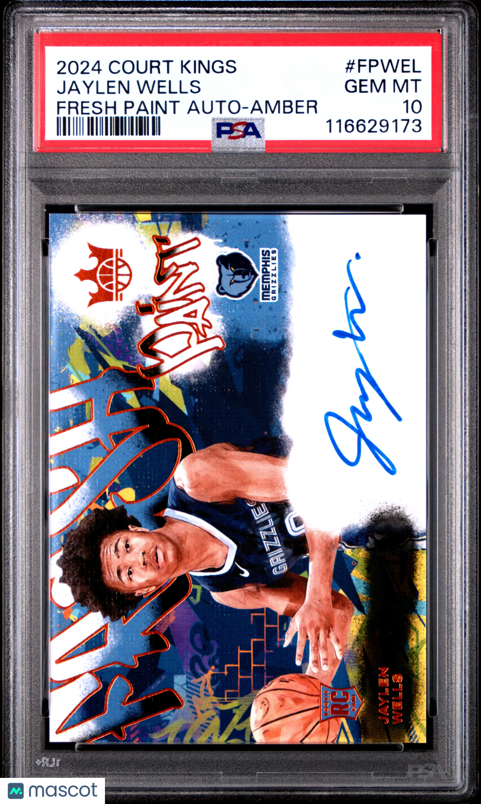 2024 Panini Court Kings Fresh Paint Auto Jaylen Wells Amber PSA 10 low pop