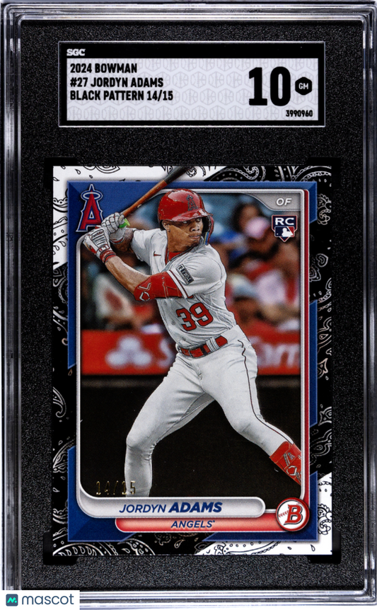 2024 Bowman Jordyn Adams #27 Black Patern #14/15 Rookie SGC 10