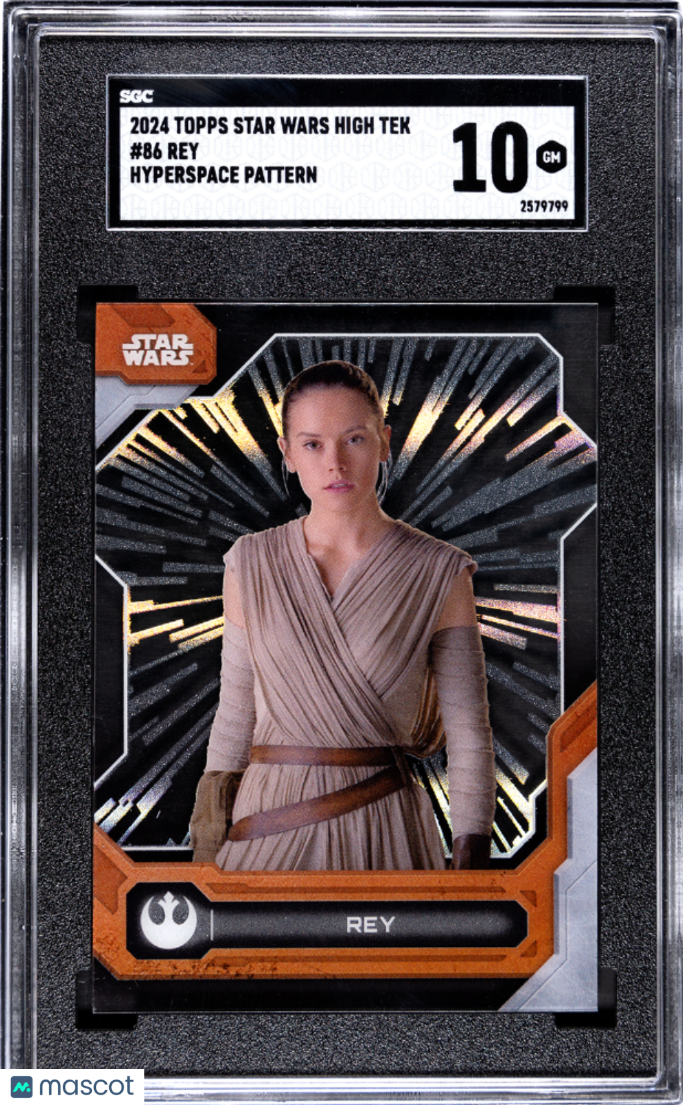 Rey 2024 Topps Star Wars High Tek Hyperspace Pattern SGC 10 POP 1