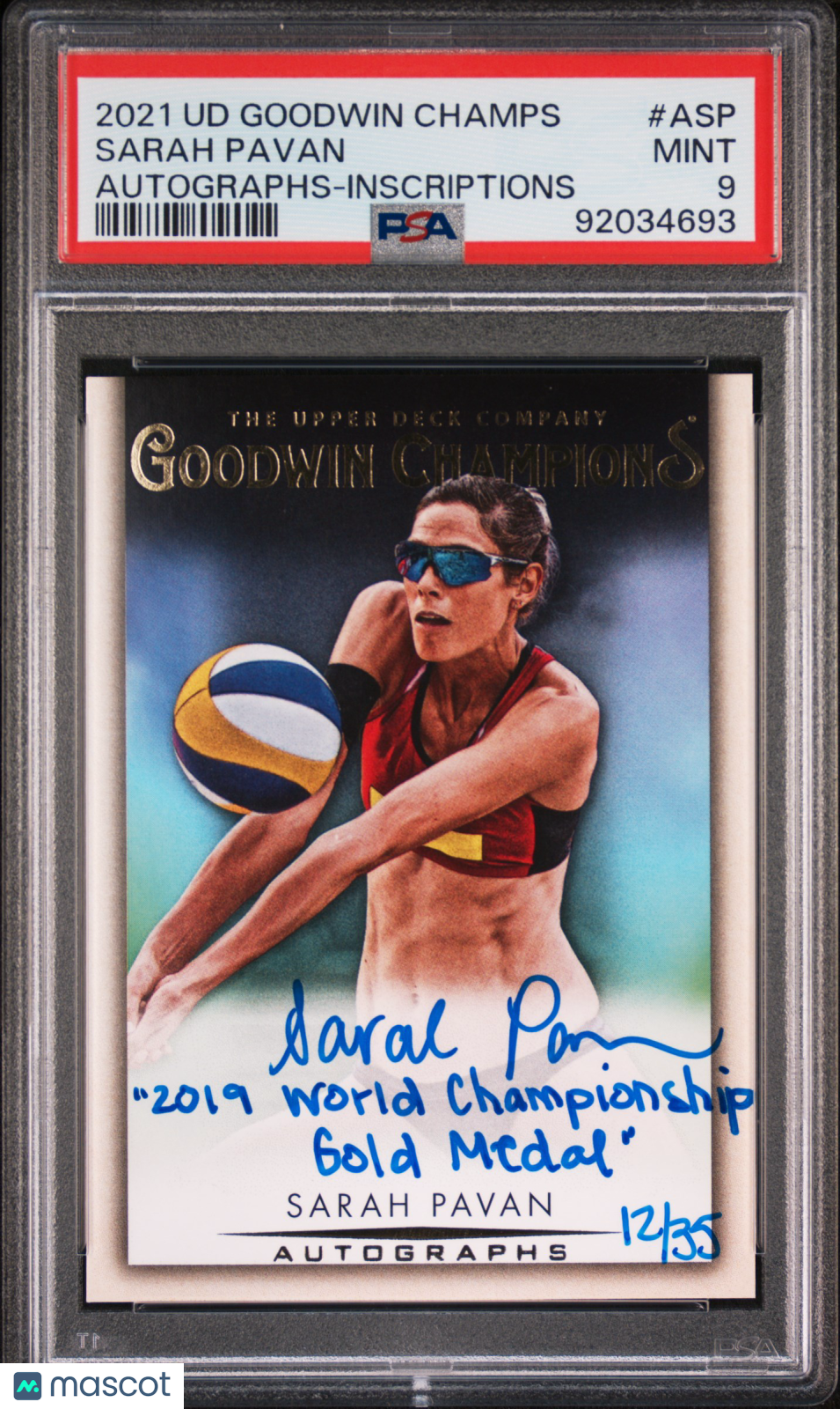 2021 Goodwin Champions AUTO Nebraska Sarah Pavan Inscription #12/35 PSA 9