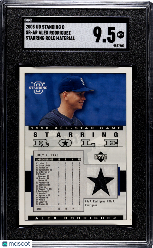 2003 UD Standing O Alex Rodriguez #SR-AR Starring Role Mat. SGC 9.5 POP 1