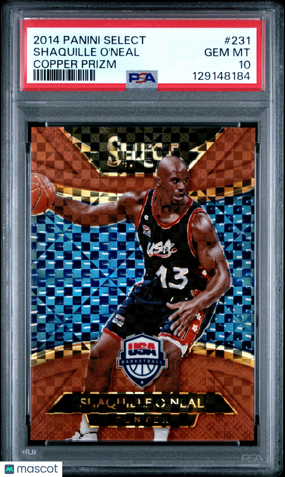 2014-15 Panini Select Shaquille O'Neal #231 Copper Prizm PSA 10 pop 3 49/49