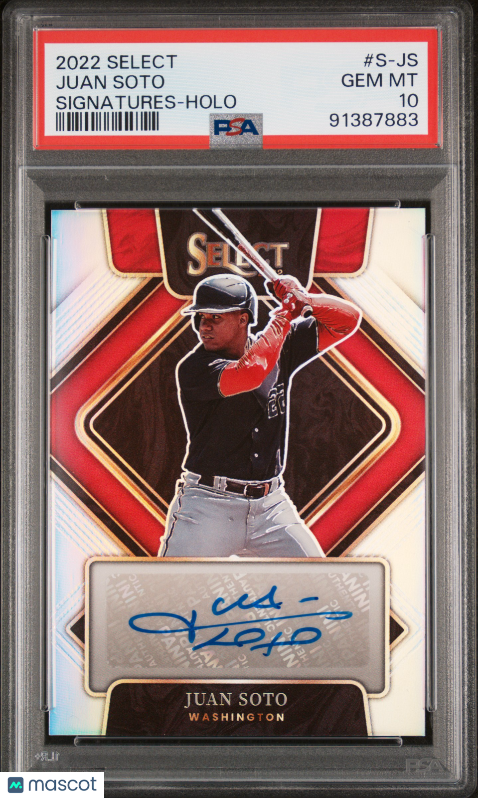 2022 Panini Select Signatures Juan Soto #S-JS Holo PSA 10 auto POP 10