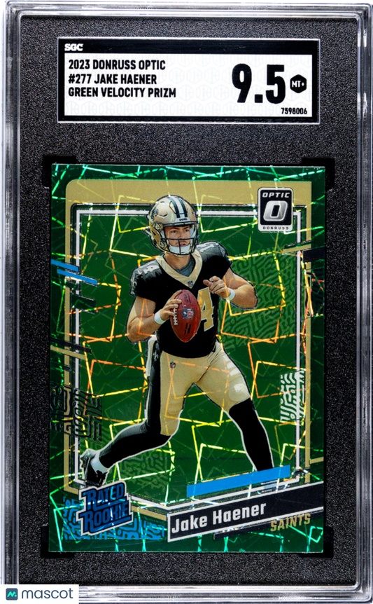 2023 Donruss Optic Jake Haener #277 Green Velocity Prizm SGC 9.5 POP 1