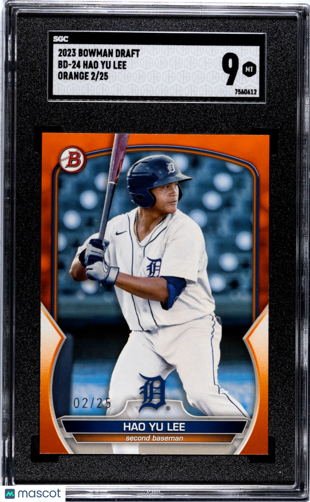2023 Bowman Draft Hao Yu Lee #BD-24 Orange SGC 9 POP 1 /25
