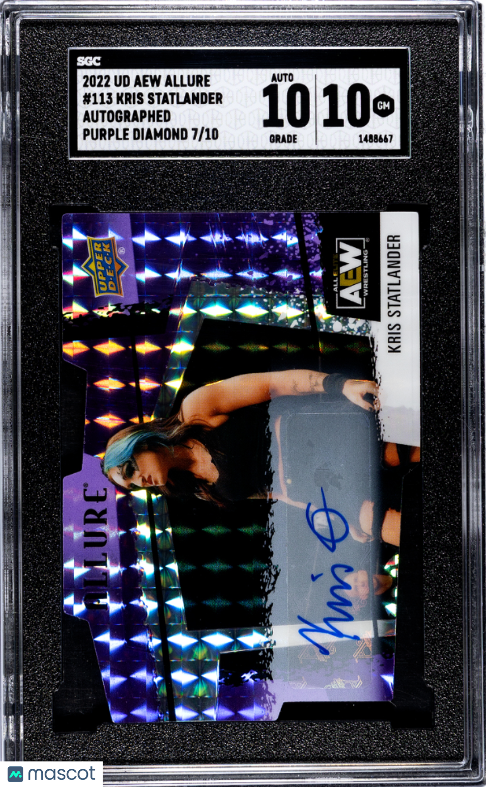 2022 Upper Deck Aew Allure Kris Statlander #113 Auto Purple Diamond SGC 10 POP 1