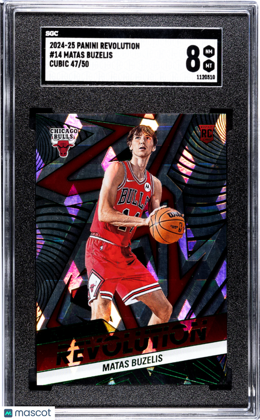 2024-25 Panini Revolution Matas Buzelis #14 Rookie Cubic #47/50 SGC 8