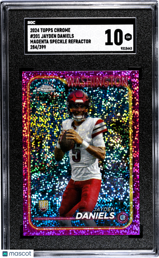 2024 Topps Chrome Jayden Daniels 201 Magenta Speckle Refractor /399 SGC 10 POP 1