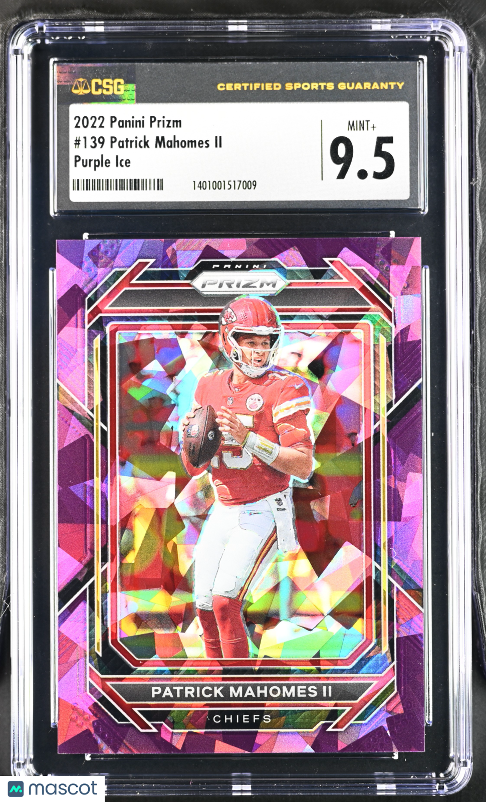 2022 Panini Prizm Patrick Mahomes II #139 Purple Ice CGC 9.5 /225 POP 1