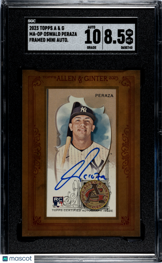 2023 Allen & Ginter Oswald Peraza #MA-OP Framed Mini Autograph SGC 8.5 POP 1