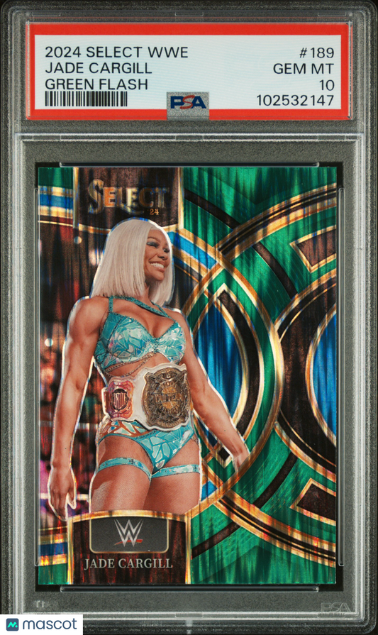 2024 Panini Select WWE Jade Cargill #189 Green Flash PSA 10 POP 4
