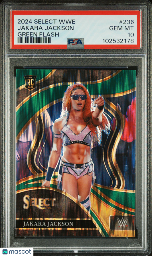 2024 Panini Select WWE Jakara Jackson #236 Green Flash PSA 10 pop 1