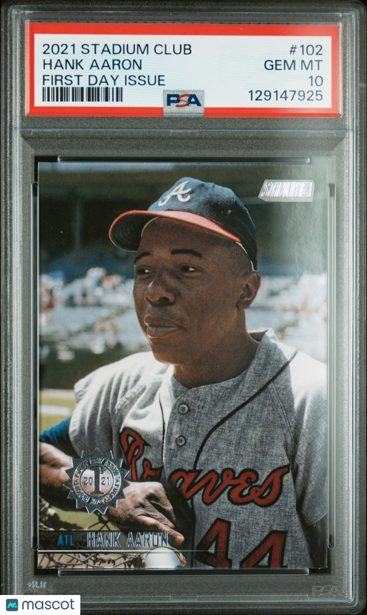 2021 Topps Stadium Club Hank Aaron #102 First Day Issue PSA 10
