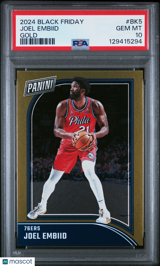 2024-25 Panini Black Friday Basketball Joel Embiid #BK5 Gold PSA 10 pop 2 10/10