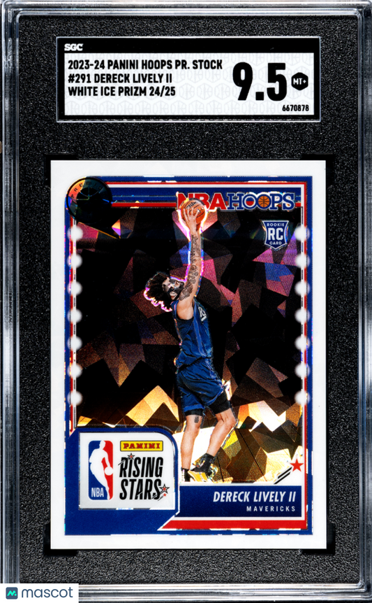 2023-24 Hoops Premium Stock Dereck Lively II #291 White Ice Prizm SGC 9.5 POP 1