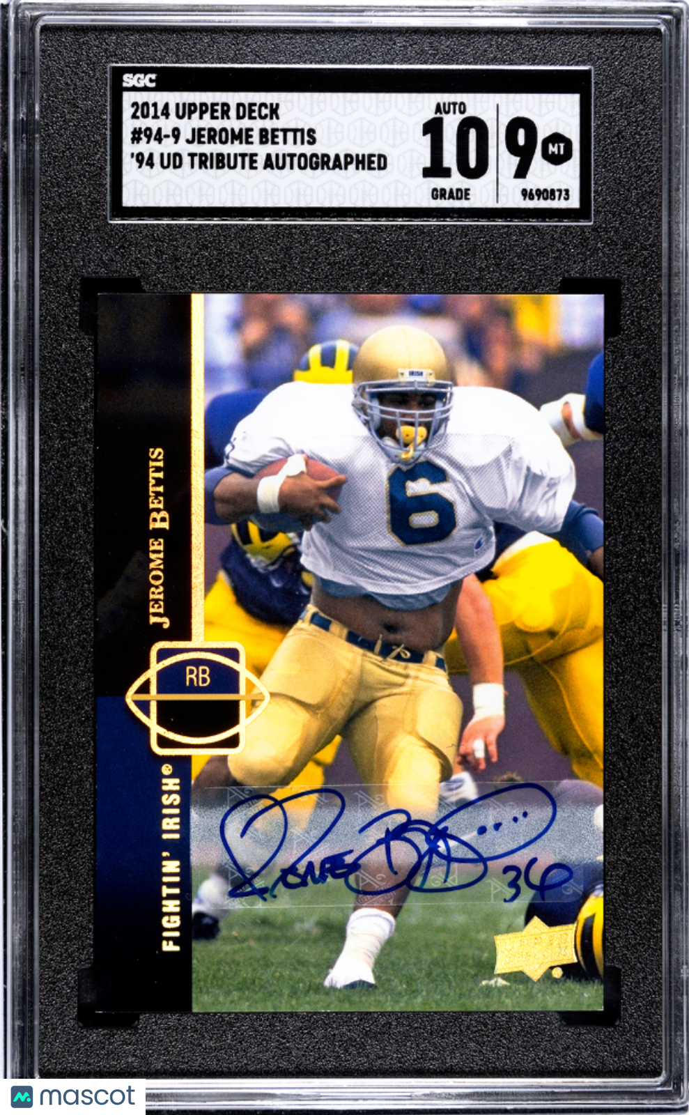2014 Upper Deck Jerome Bettis #94-9 '94 UD Tribute Autograph AUTO SGC 9 POP 1