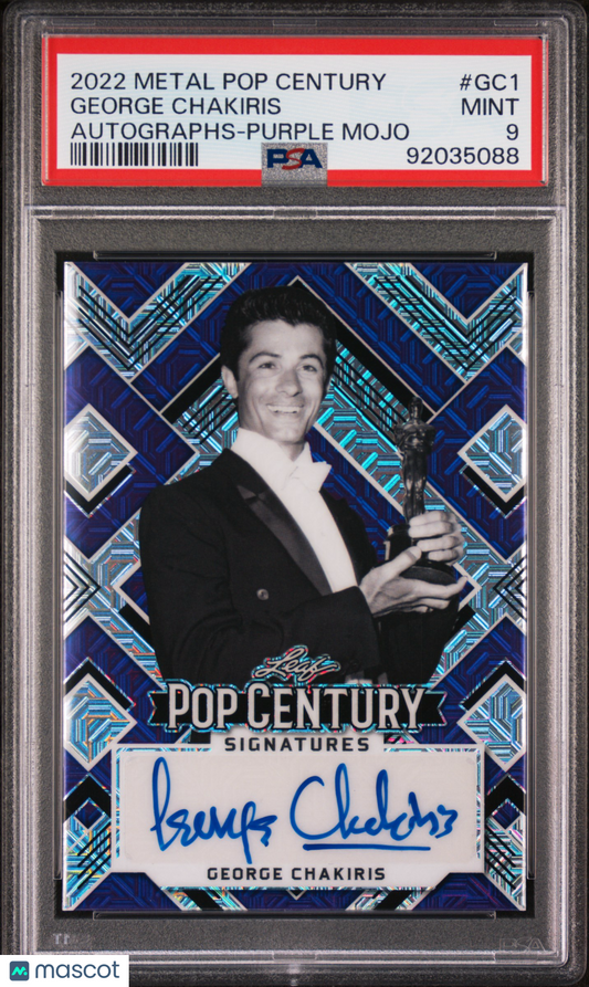 George Chakiris 2022 Leaf Metal Pop Century AUTO #4/10 Purple Mojo PSA 9