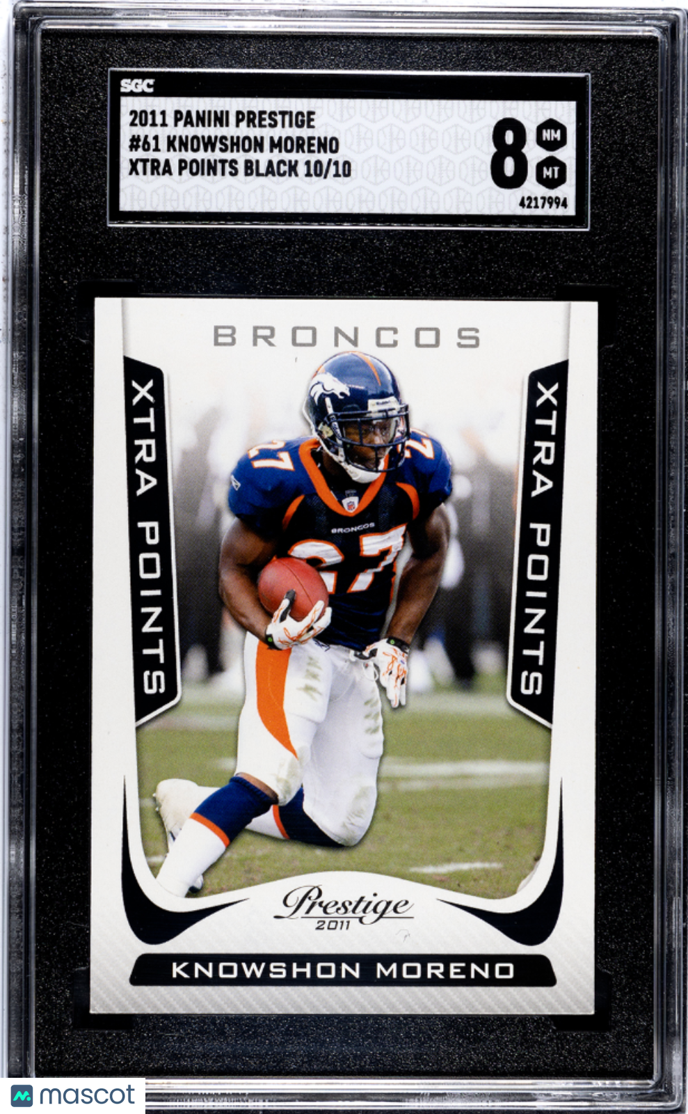 2011 Panini Prestige Knowshon Moreno #61 Xtra Points Black SGC 8 /10 pop 1