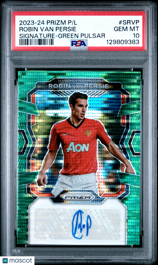 2023-24 Prizm Premier League Signatures Robin Van Persie Green Pulsar PSA 10