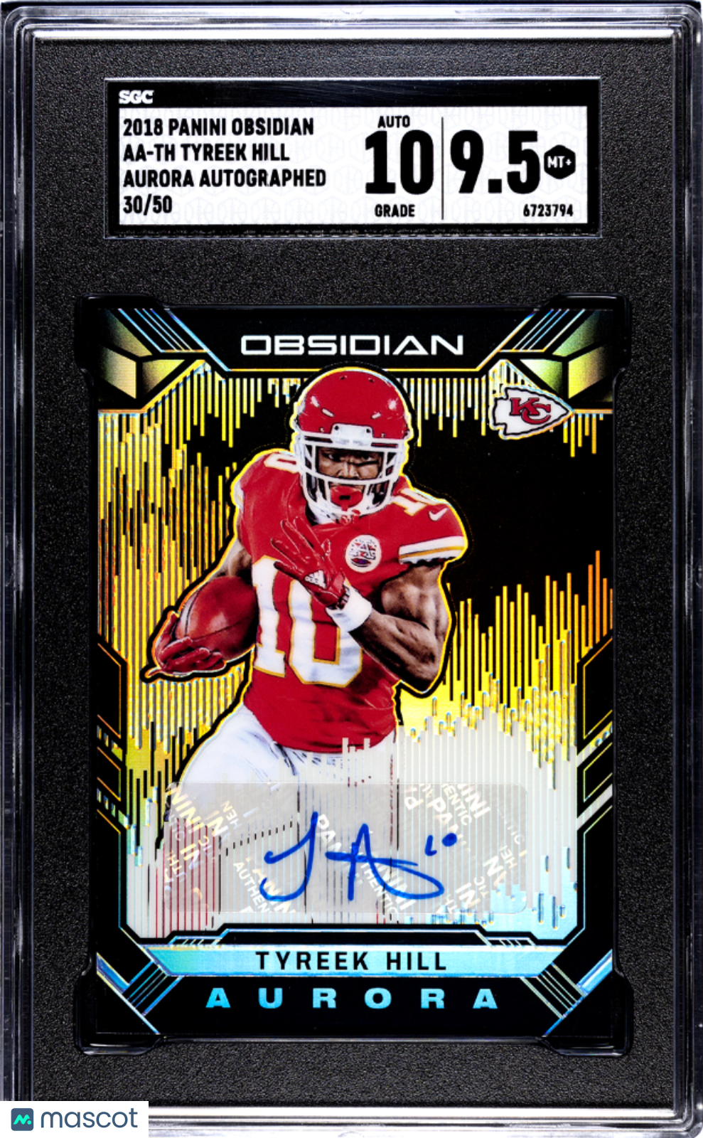 2018 Panini Obsidian Tyreek Hill #AA-TH Aurora Auto SGC 9.5 pop 1 /50