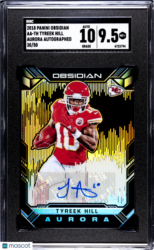 2018 Panini Obsidian Tyreek Hill #AA-TH Aurora Auto SGC 9.5 pop 1 /50