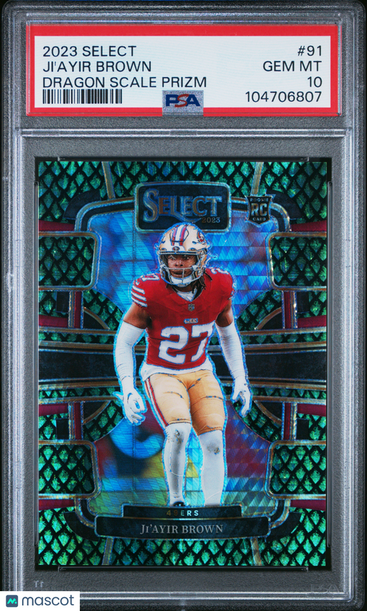 2023 Panini Select Ji'ayir Brown #91 Dragon Scale Prizm PSA 10 pop 4