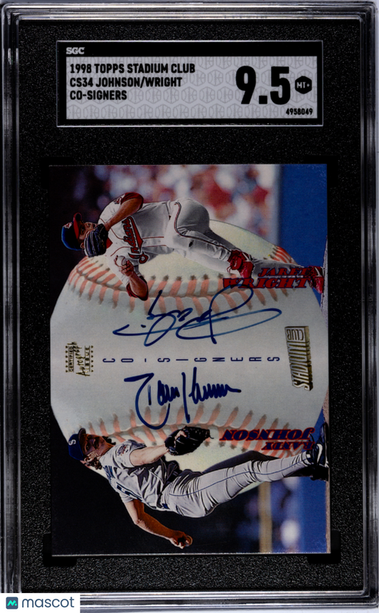 1998 Topps Stadium Club Randy Johnson Wright #CS34 Co Signers AUTO SGC 9.5 POP 1