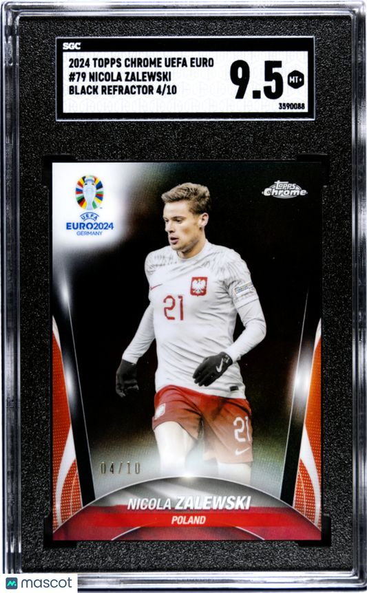 2024 Topps Chrome Uefa Euro Nicola Zalewski #79 Black Refractor #4/10 SGC 9.5