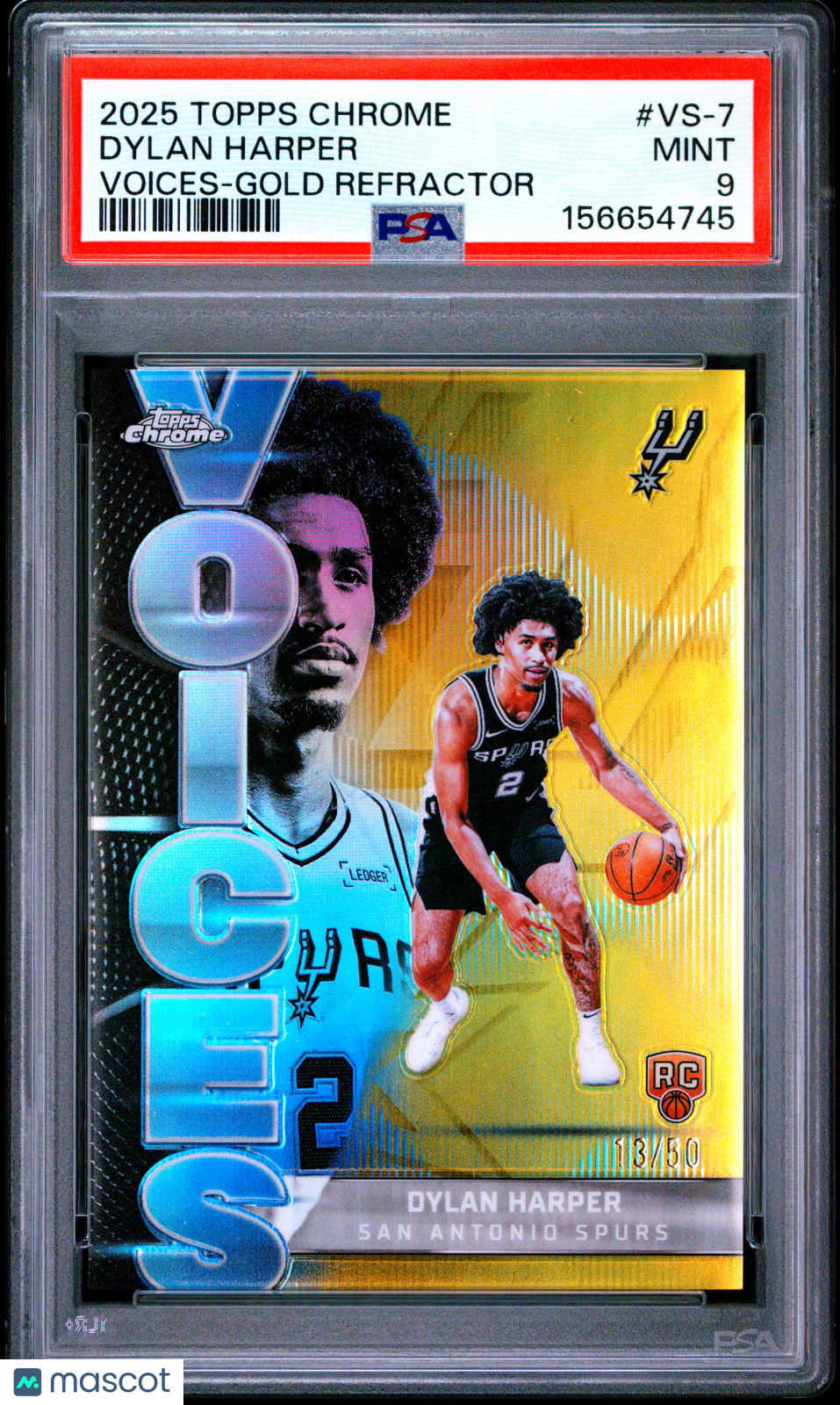 2025-26 Topps Chrome Voices Dylan Harper #VS-7 Gold Refractor #13/50 PSA 9