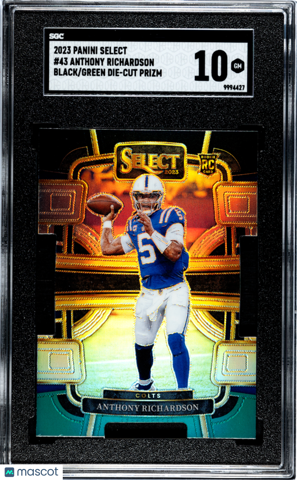 2023 Panini Select Anthony Richardson #43 Black Green Die Cut Prizm SGC 10