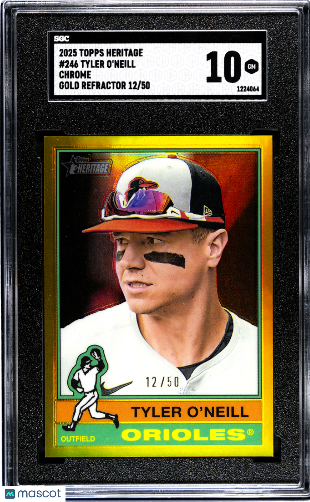 2025 Topps Heritage Tyler O'neill #246 Chrome Gold Refractor SGC 10 /50 POP 1
