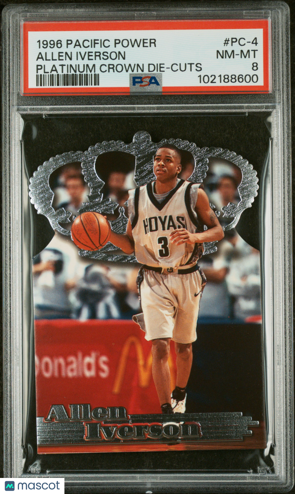 1996 Pacific Power Platinum Crown Die-Cuts Allen Iverson #PC-4 PSA 8