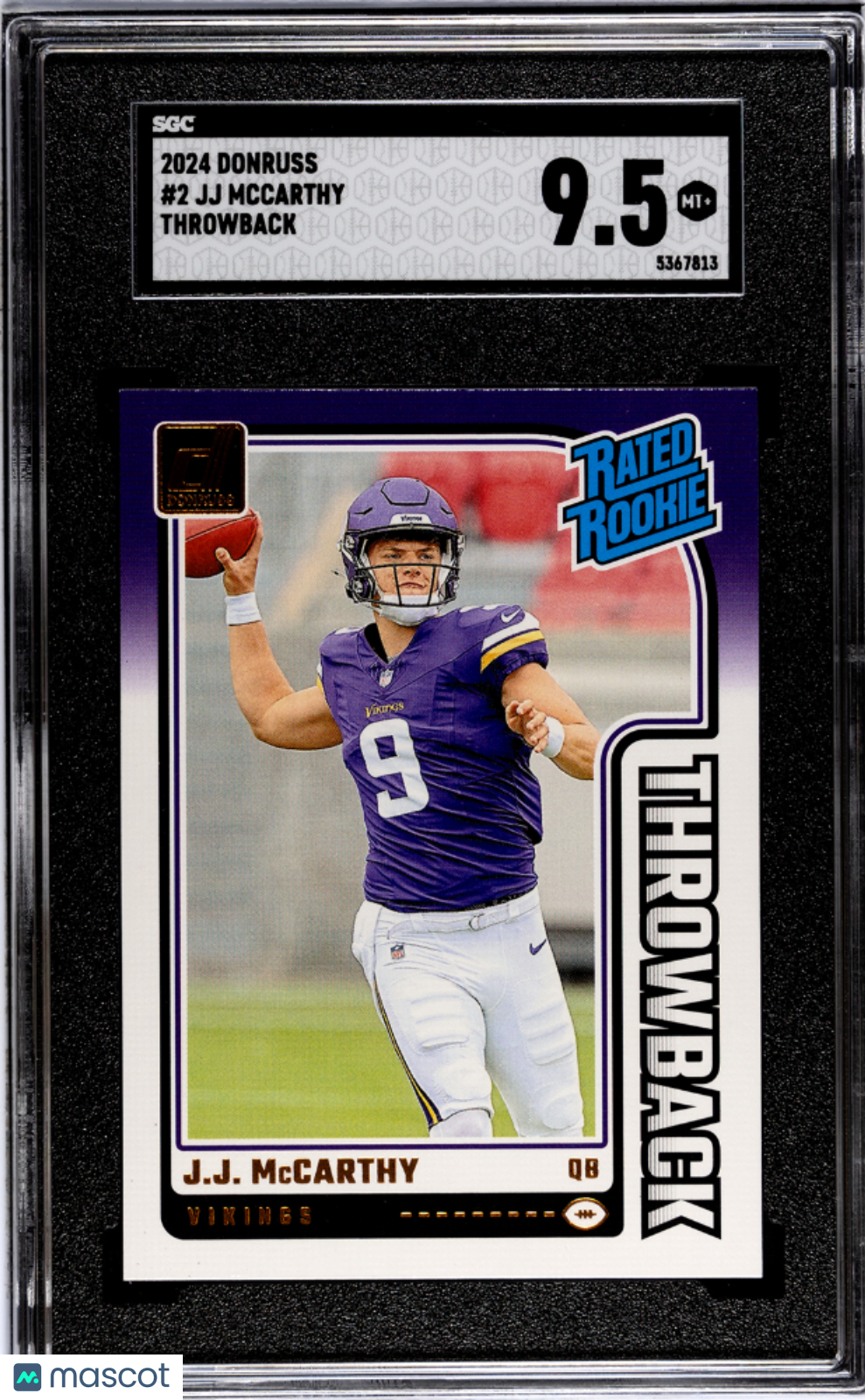 2024 Donruss JJ Mccarthy #2 Throwback SGC 9.5