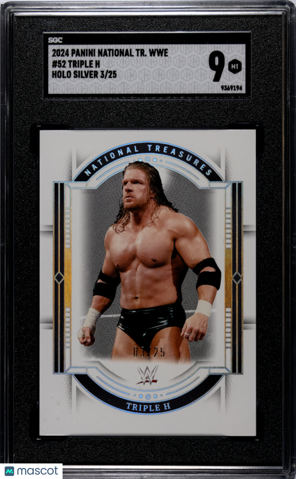 2024 Panini National Treasures Wwe Triple H #52 Holo Silver SGC 9 pop 1 /25