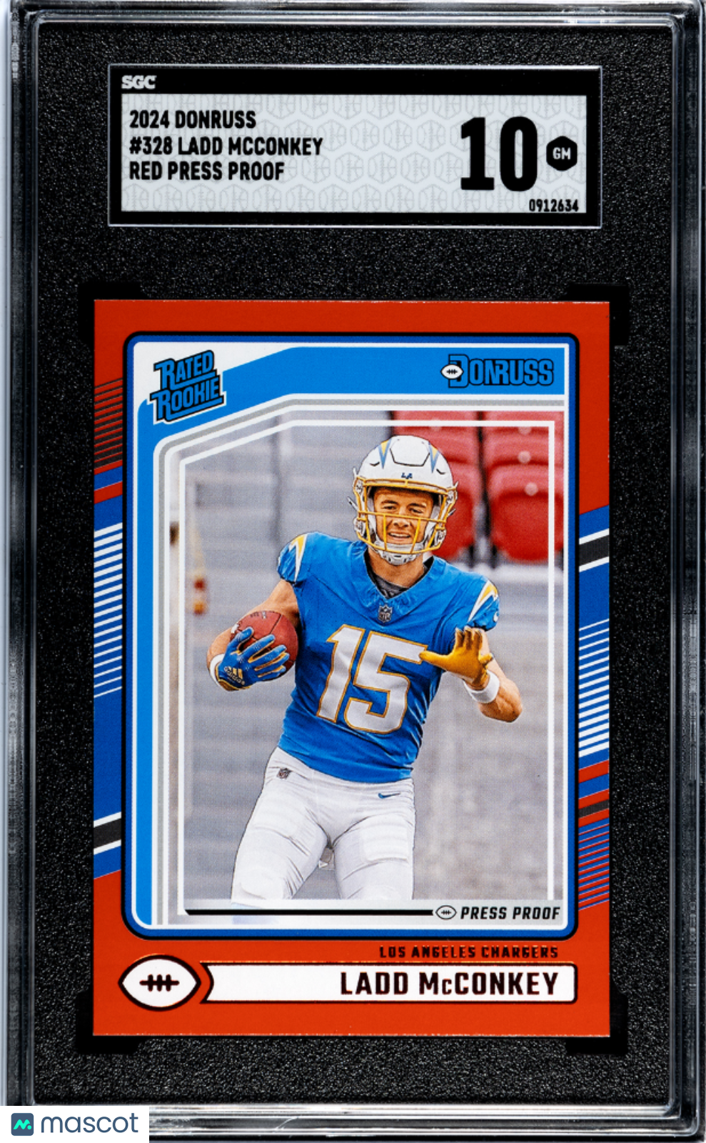 2024 Donruss Ladd Mcconkey #328 Red Press Proof SGC 10 pop 3